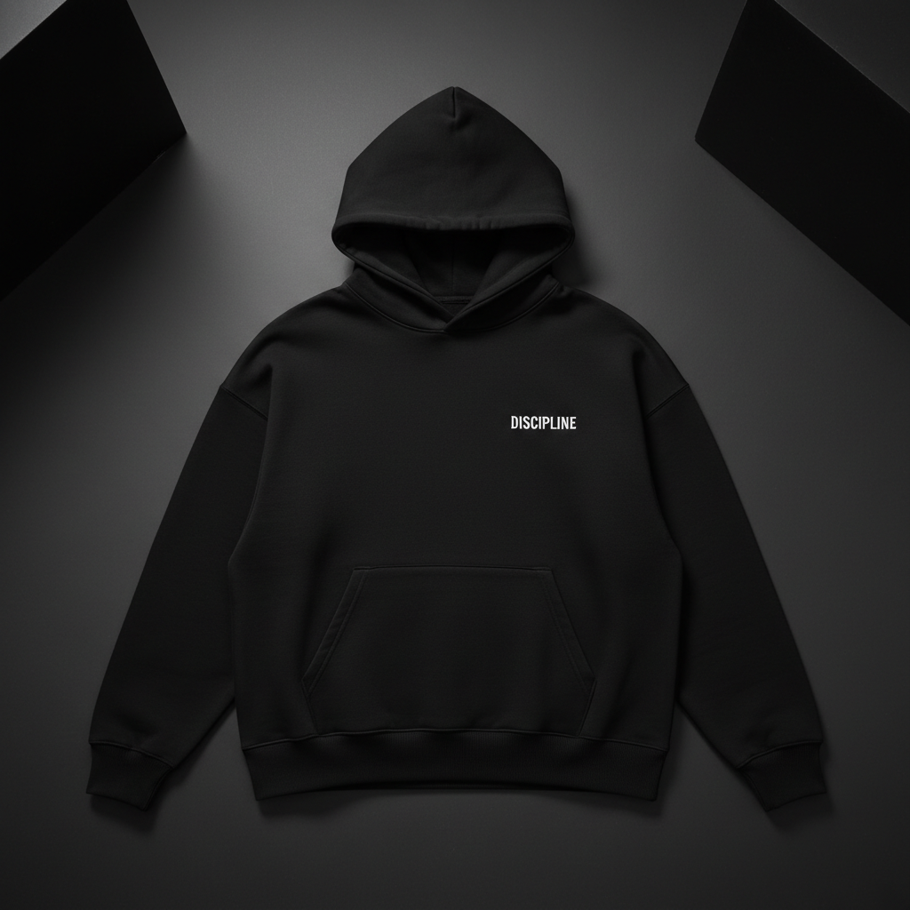 Discipline Hoodie - Black minimal streetwear hoodie